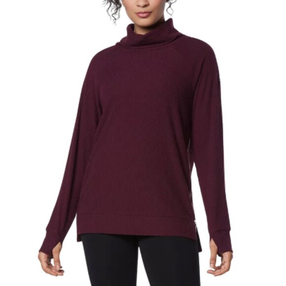 Andrew Marc New York | NWOT Sport Ribbed Funnel Neck Pullover Maroon Size Medium - Picture 1 of 8